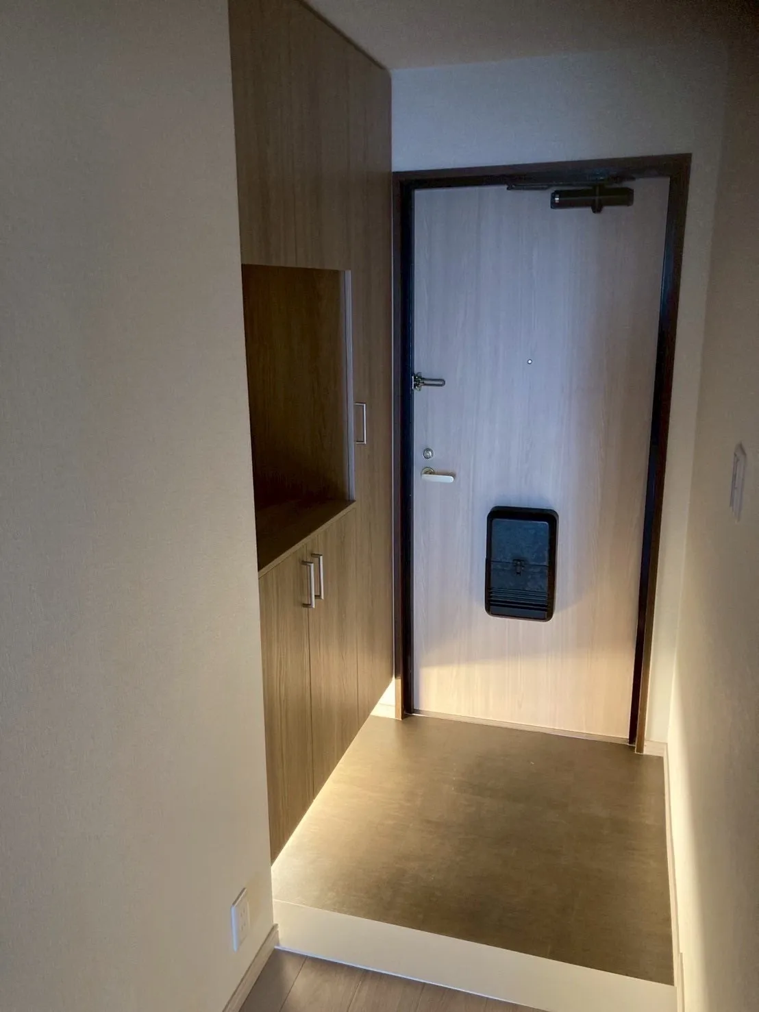 間接照明で足元を照らす玄関